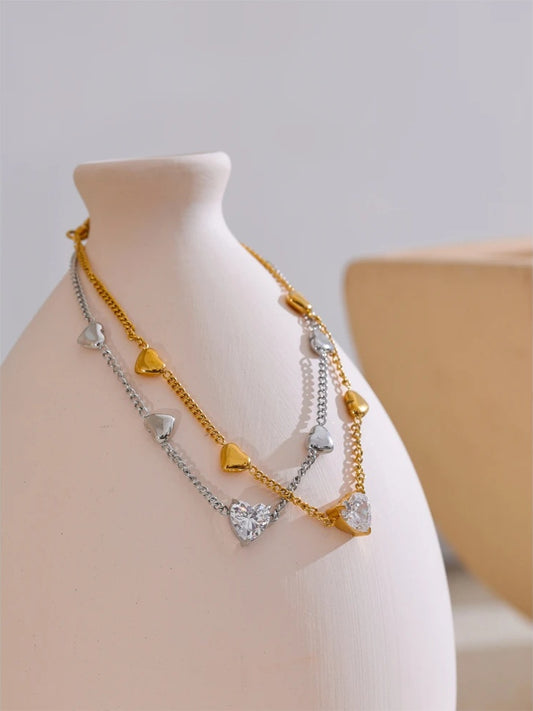 Zirconia heart love chain ankle foot bracelet women - product image