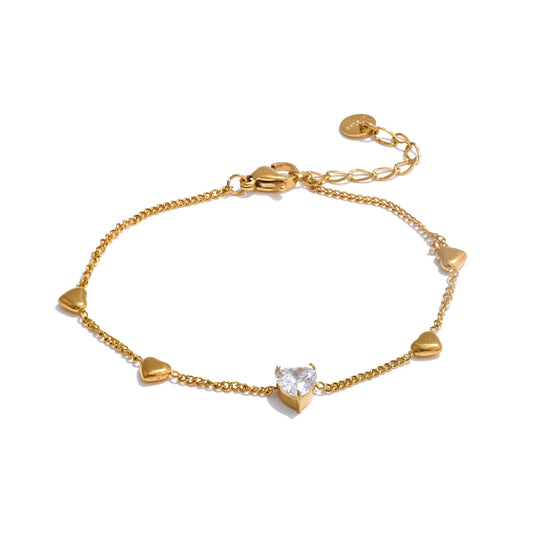 Zirconia heart love chain ankle foot bracelet women - product image