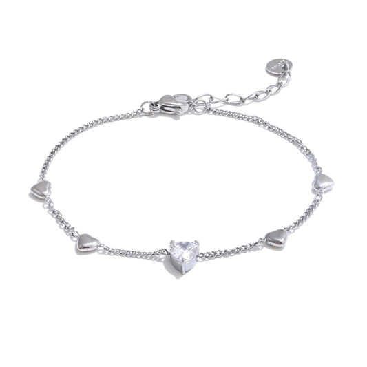 Zirconia heart love chain ankle foot bracelet women - product image
