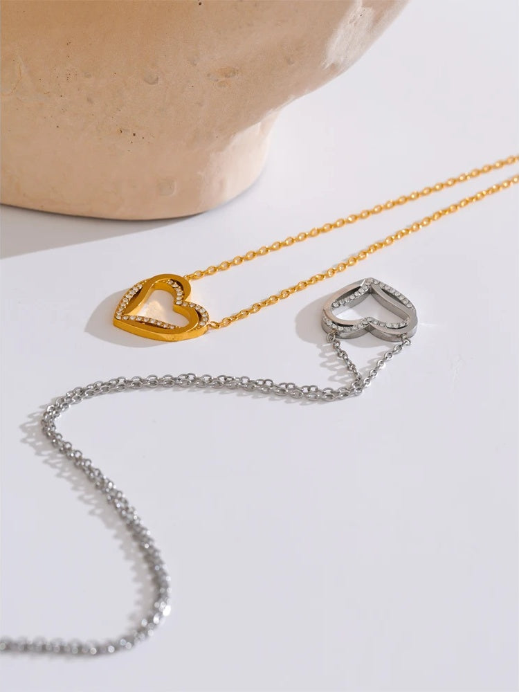Zirconia heart love hollow pendant necklace - product image