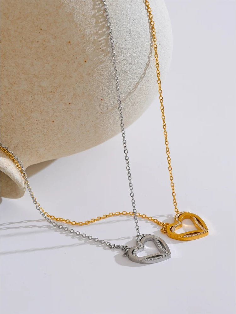 Zirconia heart love hollow pendant necklace - product image