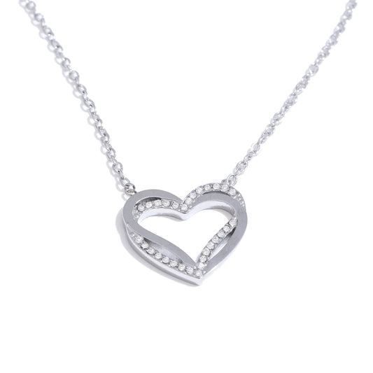 Zirconia heart love hollow pendant necklace - product image