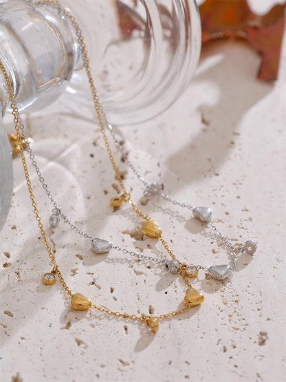 Zirconia heart love pendant drop necklace - product image