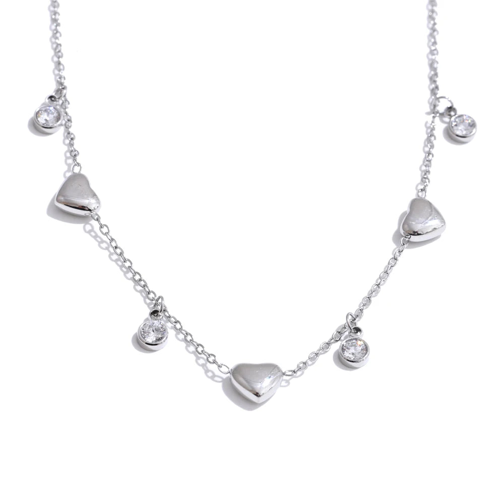 Zirconia heart love pendant drop necklace - product image