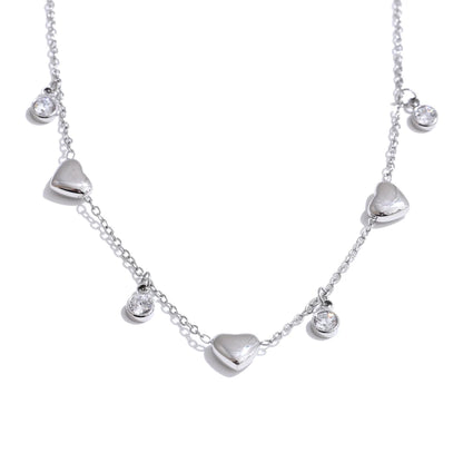 Zirconia heart love pendant drop necklace - product image
