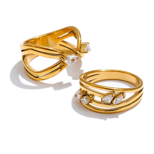 Zirconia layered hollow minimalist ring - product image