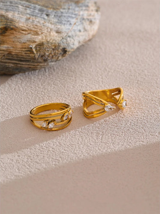 Zirconia layered hollow minimalist ring - product image