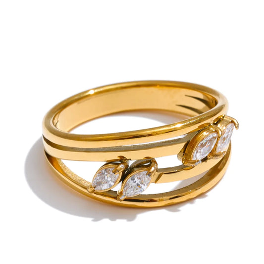 Zirconia layered hollow minimalist ring - product image