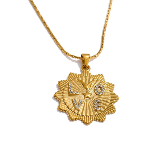 Zirconia love sun pendant modern necklace - product image