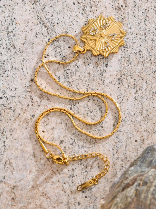 Zirconia love sun pendant modern necklace - product image