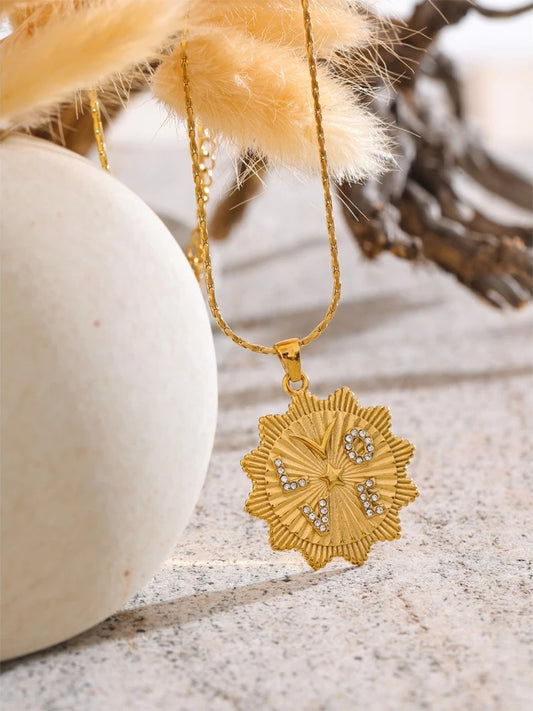 Zirconia love sun pendant modern necklace - product image