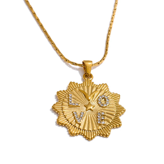Zirconia love sun pendant modern necklace - product image