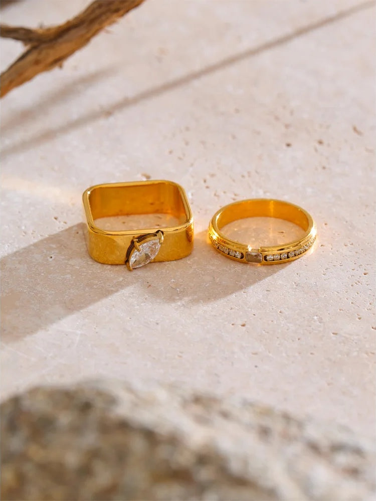 Zirconia round square smooth ring - product image