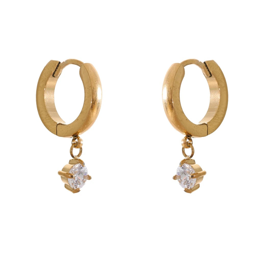Zirconia shiny drop hoop earrings - product image