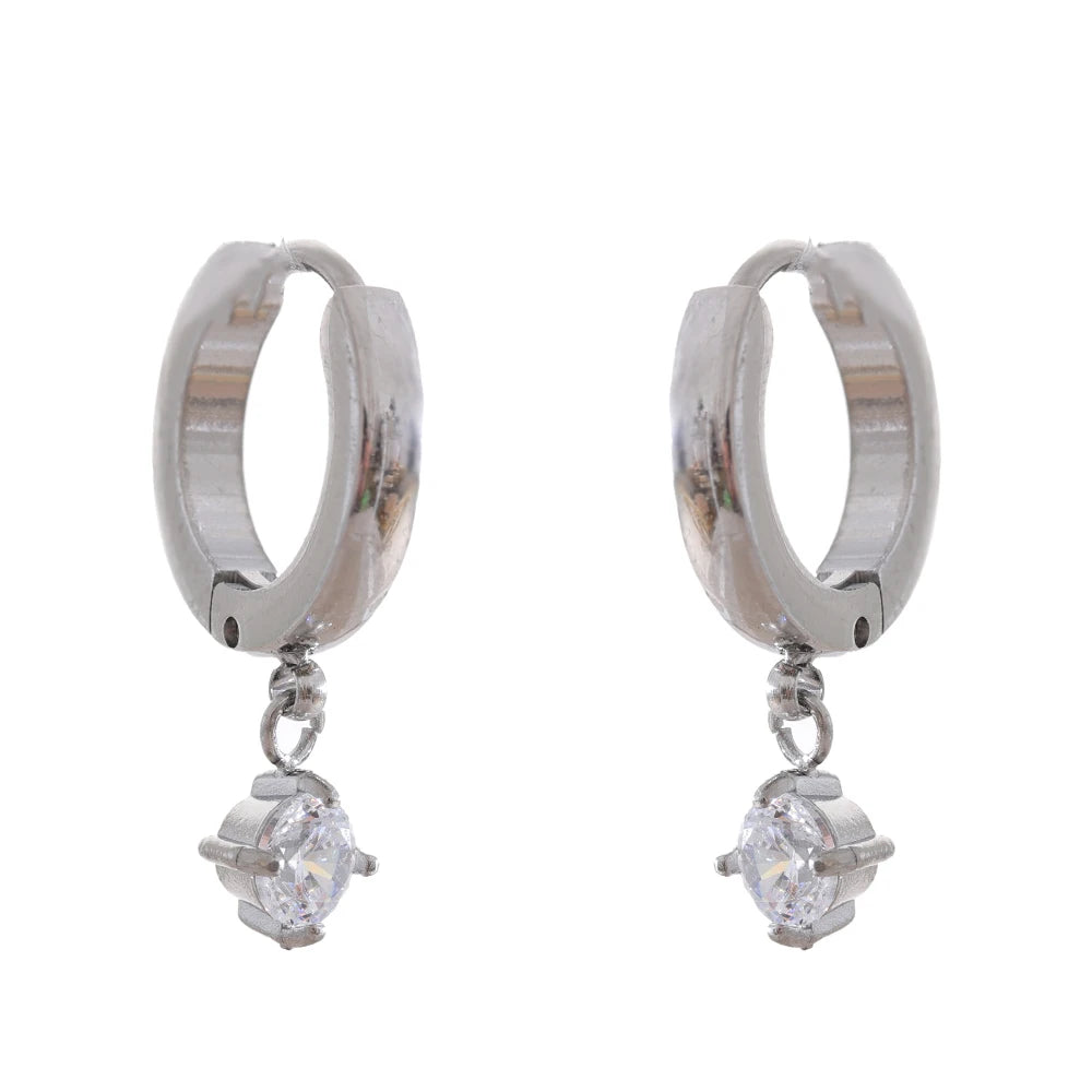 Zirconia shiny drop hoop earrings - product image
