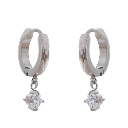 Zirconia shiny drop hoop earrings - product image