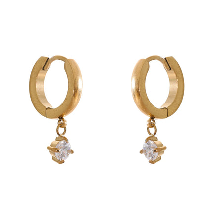 Zirconia shiny drop hoop earrings - product image