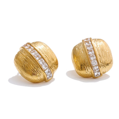 Zirconia square striped stud earrings daily - product image