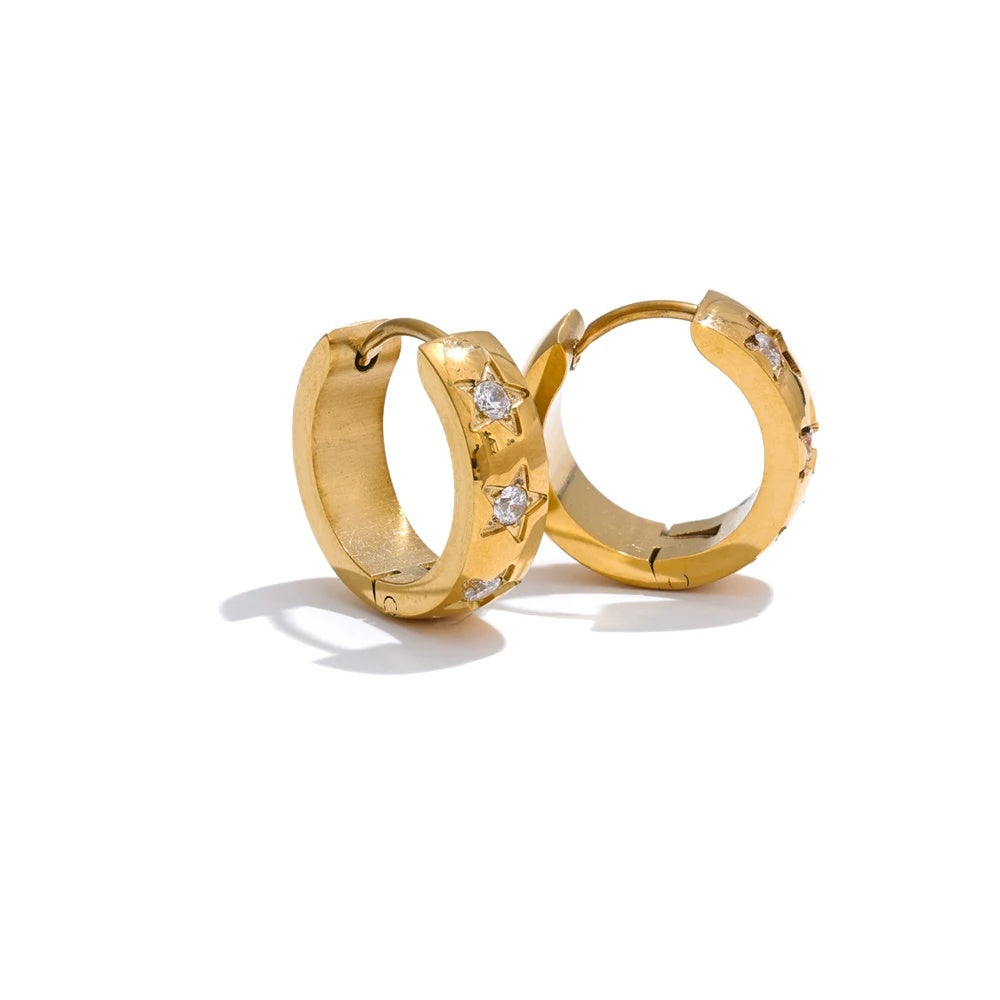 Zirconia star round daily hoop earrings women - product image