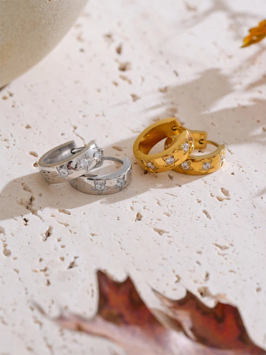 Zirconia star round daily hoop earrings women - product image