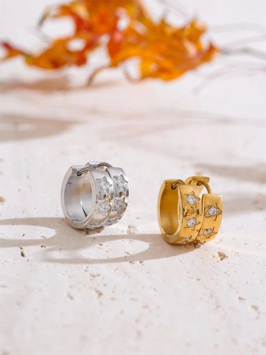 Zirconia star round daily hoop earrings women - product image