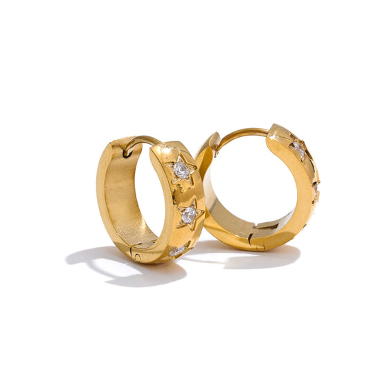 Zirconia star round daily hoop earrings women - product image