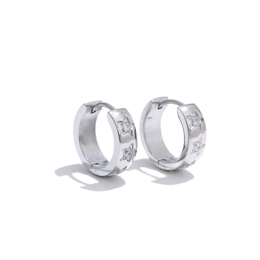 Zirconia star round daily hoop earrings women - product image