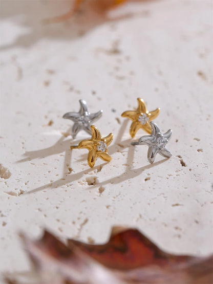 Zirconia starfish star daily stud earrings - product image