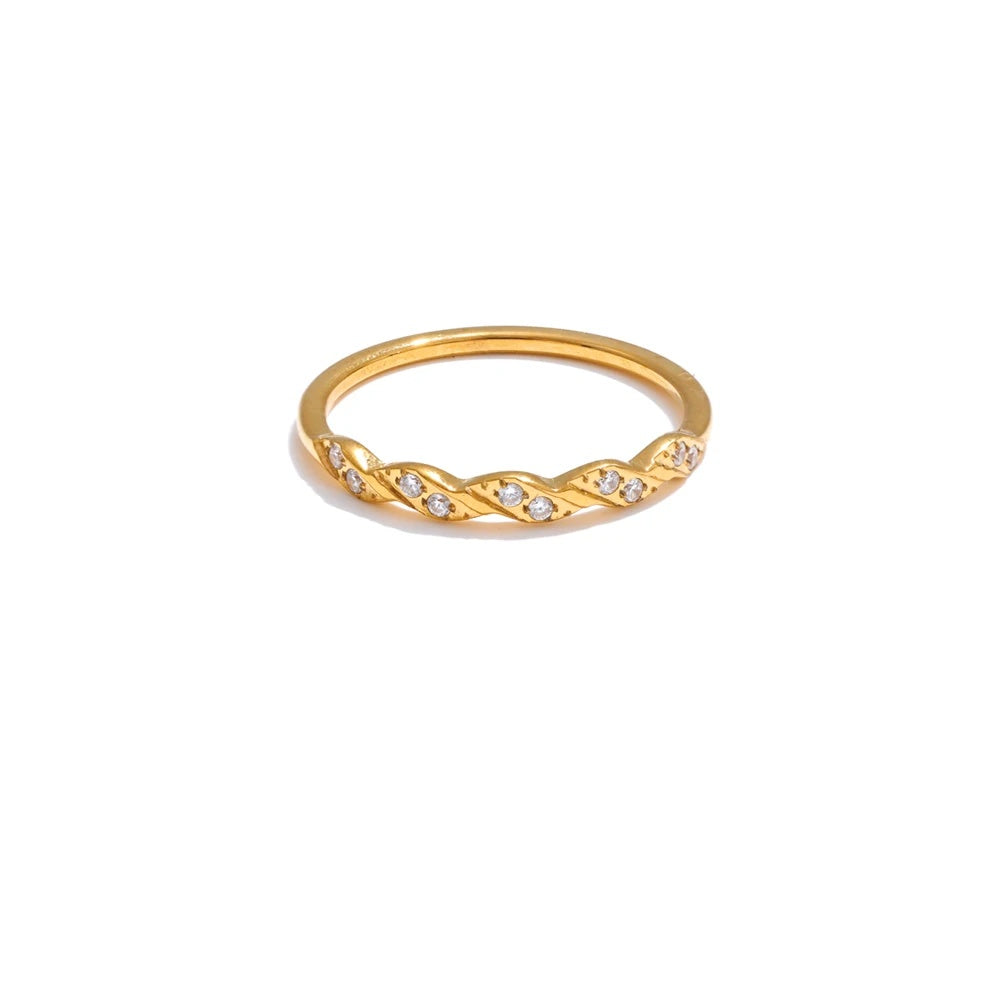 Zirconia wave shape thin finger ring - product image