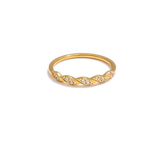 Zirconia wave shape thin finger ring - product image