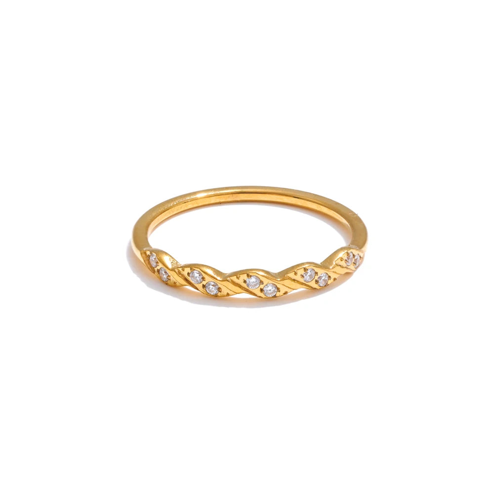 Zirconia wave shape thin finger ring - product image