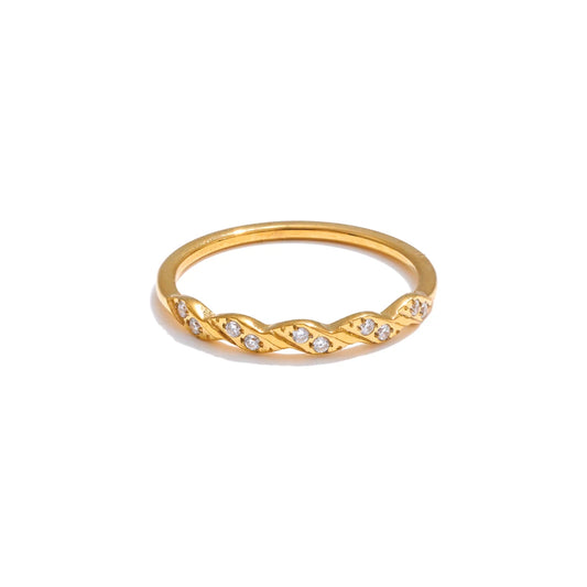 Zirconia wave shape thin finger ring - product image